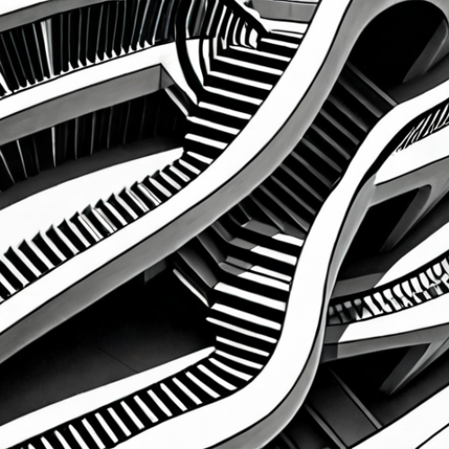 Home 19 **
"A detailed Escher-style illustration depicting a seamless transition between a staircase and a smooth, continuous curve. Incorporate mathematical symbols like epsilon (ε) and delta (δ) subtly into the architectural design. The overall style should evoke a sense of infinity and seamless flow, contrasting with sharp angles."
**