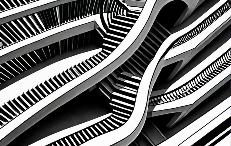 **
"A detailed Escher-style illustration depicting a seamless transition between a staircase and a smooth, continuous curve. Incorporate mathematical symbols like epsilon (ε) and delta (δ) subtly into the architectural design. The overall style should evoke a sense of infinity and seamless flow, contrasting with sharp angles."
**