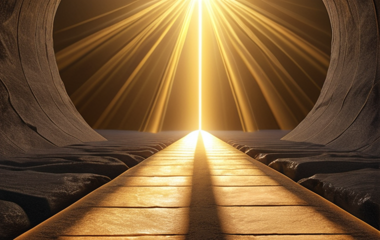 **Image Prompt 1: The Elegant Path of Light**
An ethereal, golden light beam intelligently bending as it transitions from air into a transparent liquid, vividly illustrating Fermat's Principle of least time. The scene emanates a sense of profound simplicity and revelation, with a clean, classic aesthetic. Subtle, abstract elements hinting at time or mathematical elegance could be present, emphasizing the timeless wisdom of the principle. Focus on the beauty of the light path and the purity of the scientific concept.