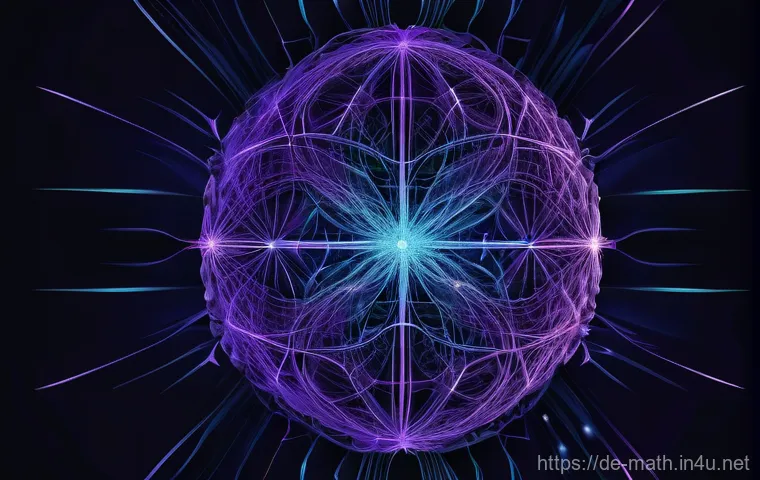 딥러닝의 수학적 기초 - **Prompt:** An abstract, intricate visualization of glowing mathematical concepts forming the core o...