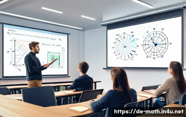 테일러 급수 전개 예제 - A detailed digital illustration of a modern university lecture hall in Germany, with a professor exp...