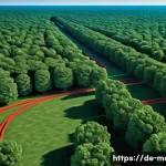 Home 18 벡터 미적분학 - A detailed scientific illustration of a three-dimensional vector field in a park setting, showing nu...