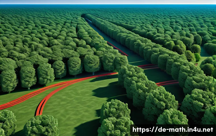 벡터 미적분학 - A detailed scientific illustration of a three-dimensional vector field in a park setting, showing nu...